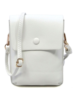 Fashion Pebble Flap Crossbody Bag Cell Phone Purse CA105 WHITE